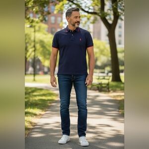 Ralph Lauren Navy Polo with Red Accents